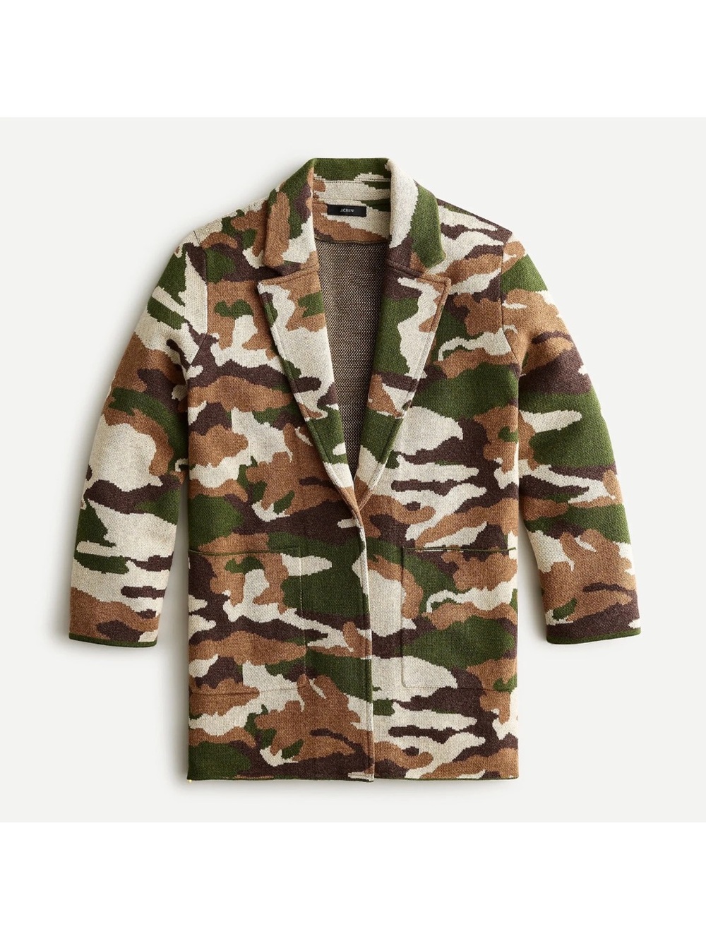 J.Crew Sophie Open-Front Sweater-Blazer in Camo Cotton Blend Jacket XS